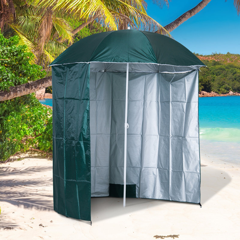 Outsunny Arc. 7Ft Fishing Umbrella Beach Parasol With Sides Brolly